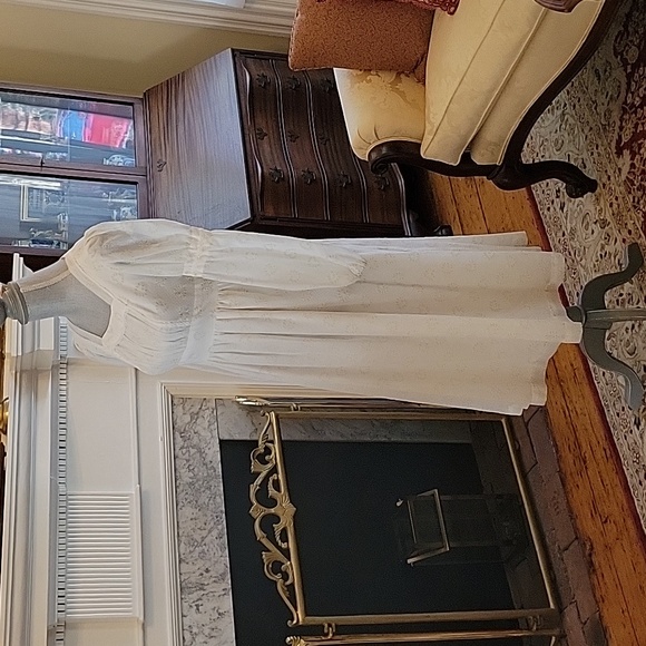 Vtg 70's Swiss Dot Peasant Dress - Picture 9 of 12